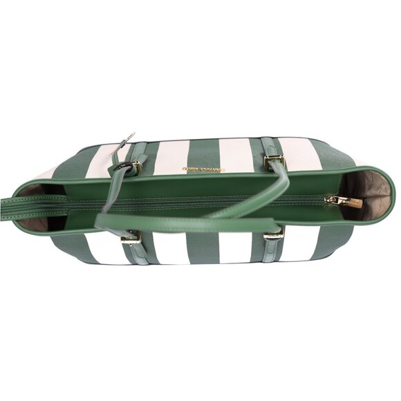 Michael Kors Jet Set Travel Large Top Zip Tote Fern Green Multi Stripe - Picture 6 of 7